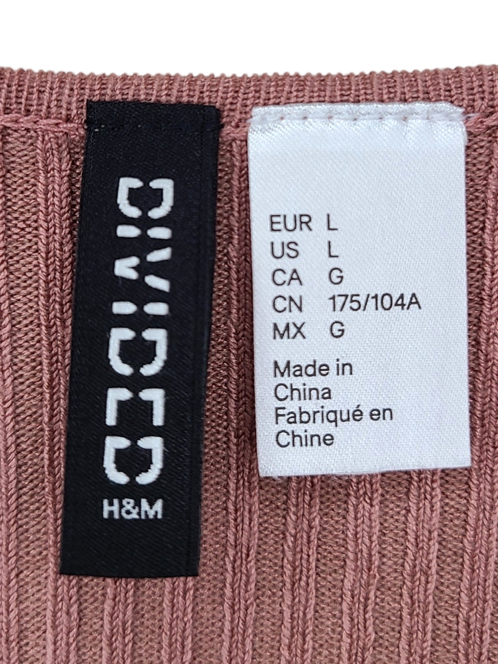 H&M Dusty Rose Ribbed Knit Zip Long Sleeve V Neck Cardigan - Picture 8 of 8